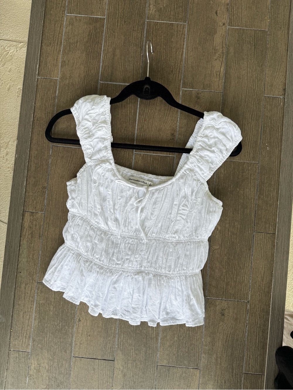 Abercrombie and fitch linen blend smocked top size S